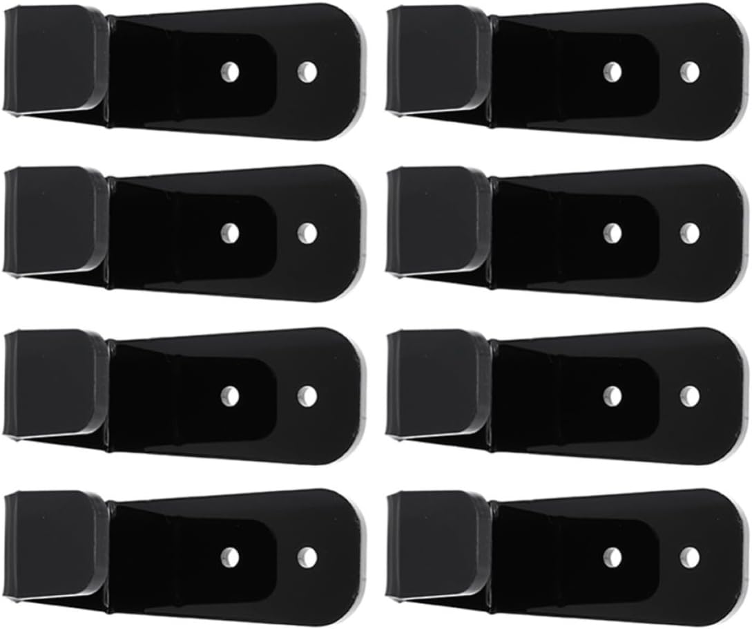 KALLORY 4 Pairs Acrylic Fishing Rod Wall Rack with Screws, Black Hockey Stick and Ski Pole Holder with Smooth Edges for Home Display Decoration and Trekking Pole Organization