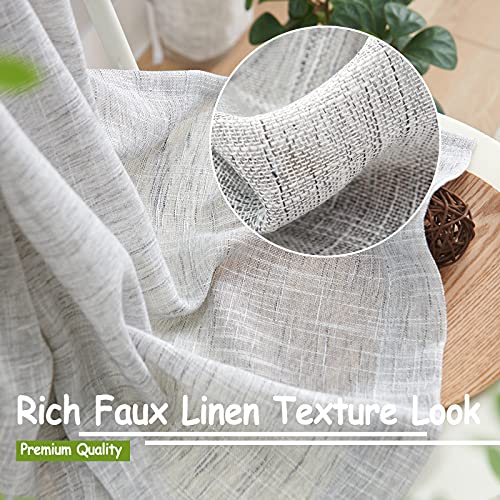 Treatmentex Grey Semi Sheer Curtains for Living Room 72 inch Long Linen Textured Sheer Window Panels for Bedroom Light Filtering Rustic Curtain Drapes Grommet Top 52" W 2 Panels - Image 4