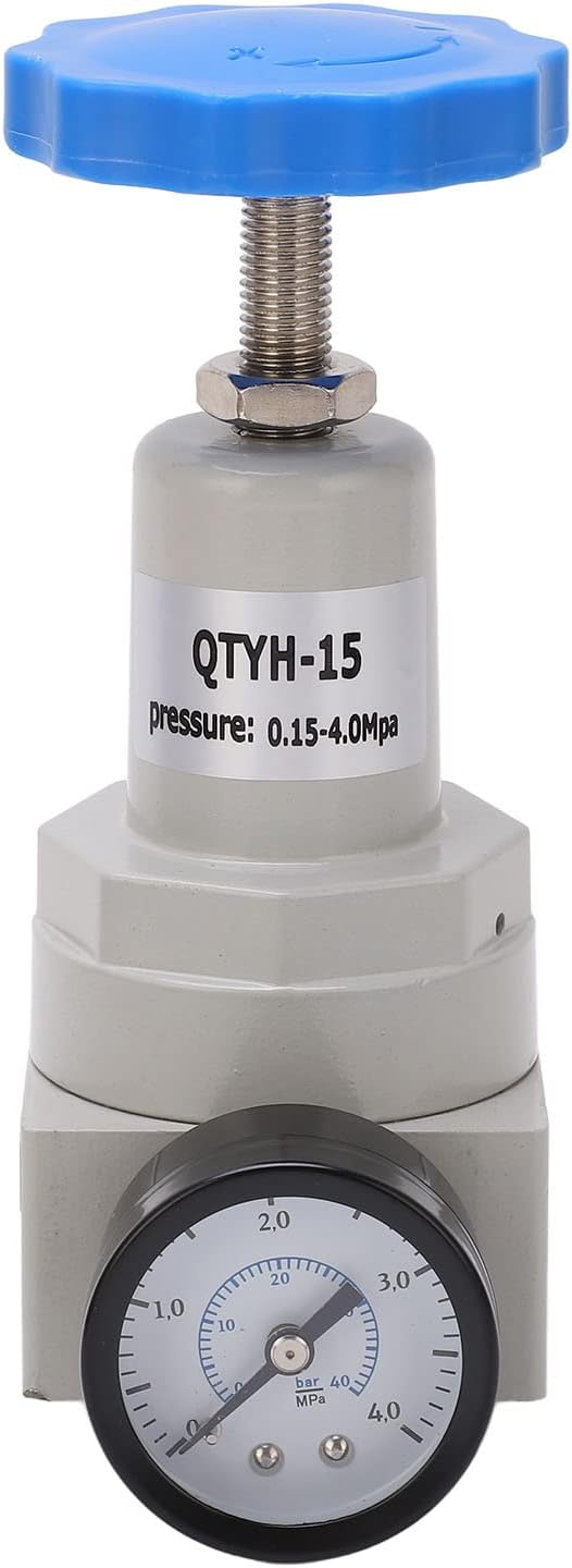 Air Pressure Regulator, Aluminium Alloy Great Sealing Display Real Time Pressure High Hardness Regulator with Gauge for Air Compressor Filter(QTYH-15,QTYH-15)