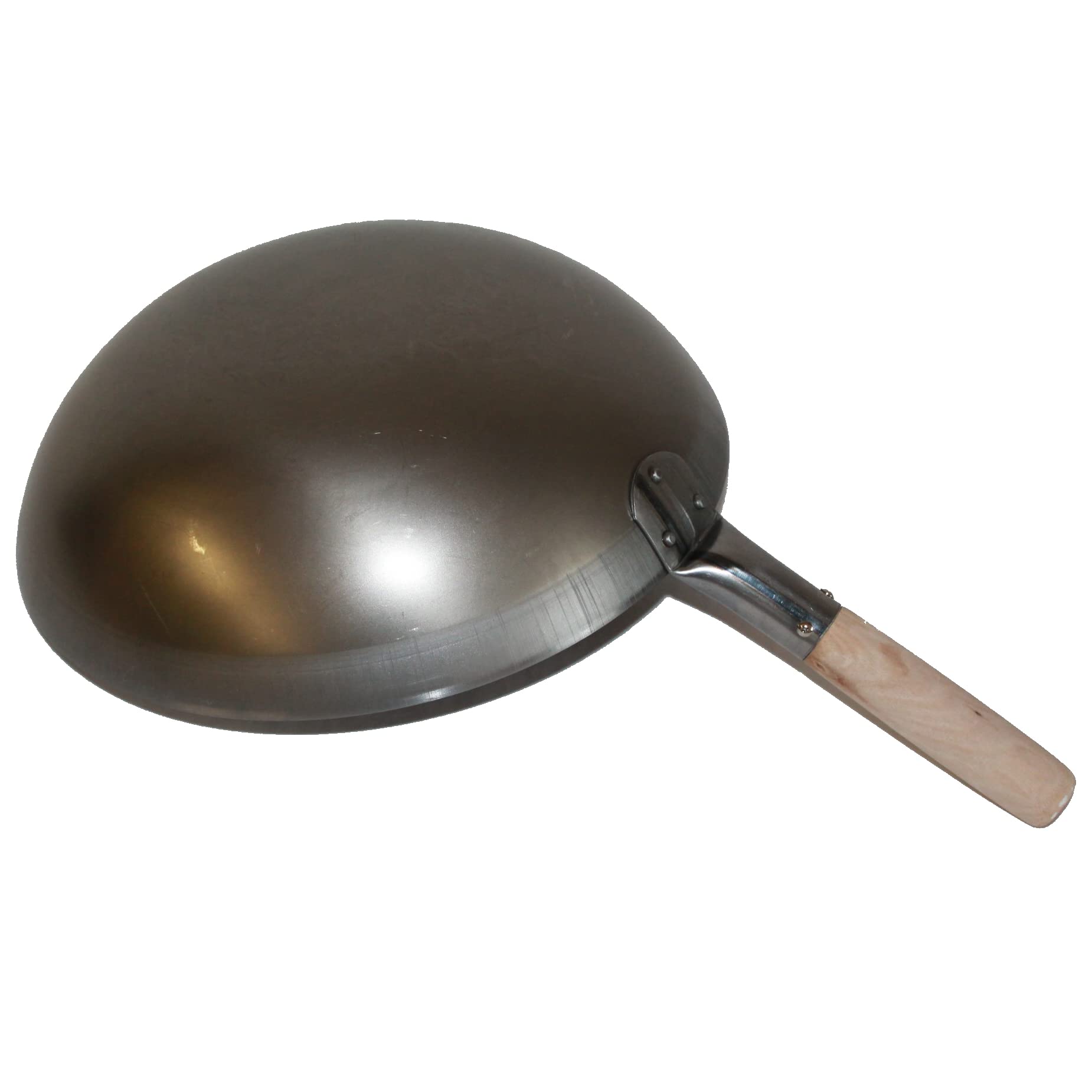 Wok ca. 38 cm Ø runder Boden für Gas, Induktionsmulde, Gastronomie Wokpfanne Carbon Stahl