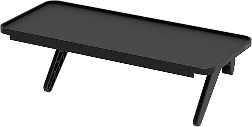 Pixio Estante superior de almacenamiento de monitor negro de 12 pulgadas, plataforma ajustable, ajuste universal, soporta hasta 13 libras, funciona