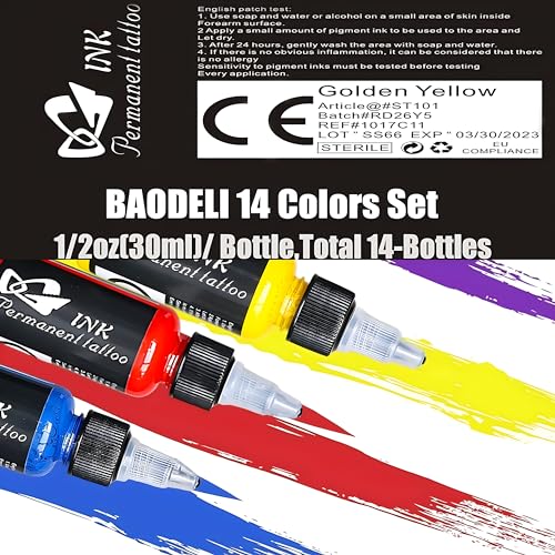 Baodeli 14Pcs Tattoo Ink 14 Colors Set 1 Oz 30Ml/Bottle Tattoo Inks Pigment Kit thumb #3