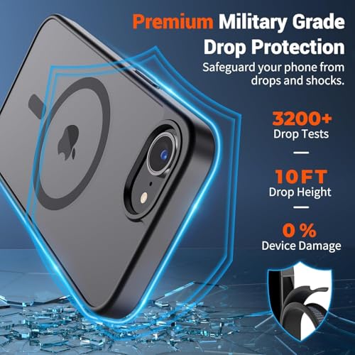 Image of iPhone 16e Magsafe Hard Back Case | Matte Design & 360 Protection | Military-Grade Apple iPhone 16e Cover | Strong Magnet Back - Black