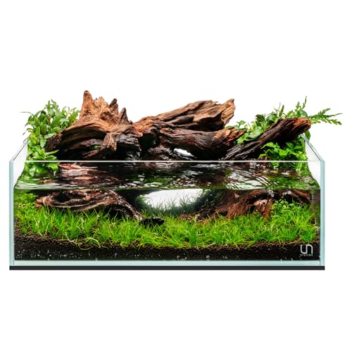 Ultum Nature Systems Ultra Clear Rimless Aquarium - Low Iron Glass Fish Tank with 45° Mitered Edges, 5mm-12mm Thick, Leveling Mat Included (5S, Shallow, 2 Gallon)