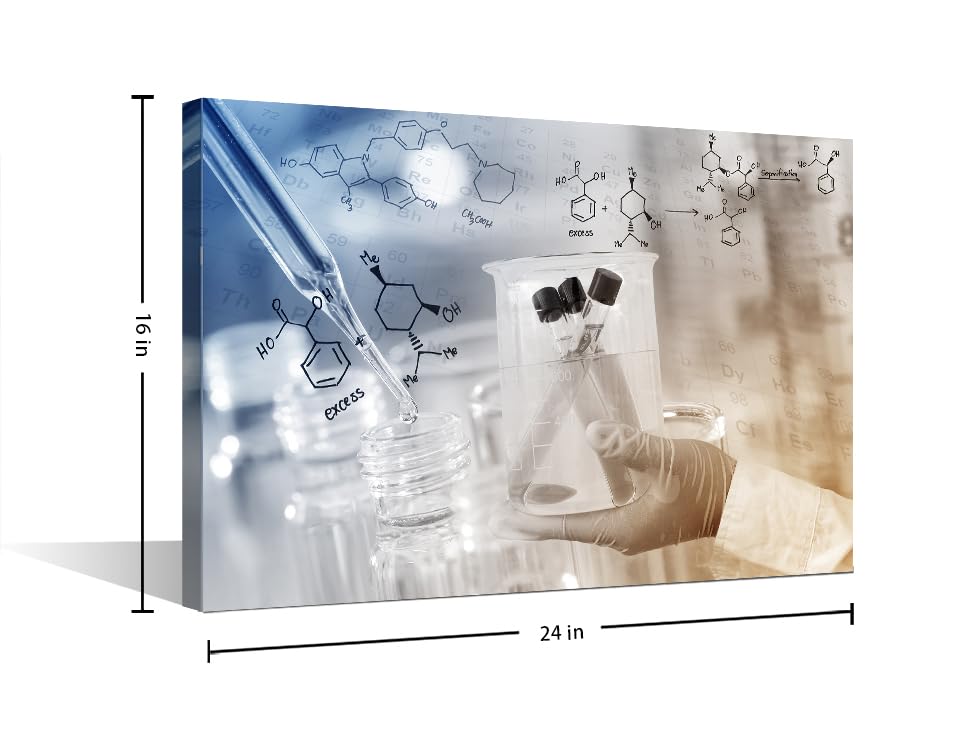 Image of TUMOVO 1 Pieces Medical Poster Canvas Wall Art Young Scientist Pictures Wall Decor for Bedroom Clinical Laboratory Artwork Wall Art Framed Ready to Hang (16 inch Wx24 H)