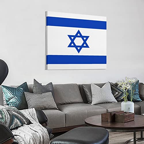 The Flag Of Israel Wall Art Decor Contemporary Patriotic Canvas Print Painting For Home Bathroom Living Room Bed 20X20 Inch Gifts For Israel #TOP2