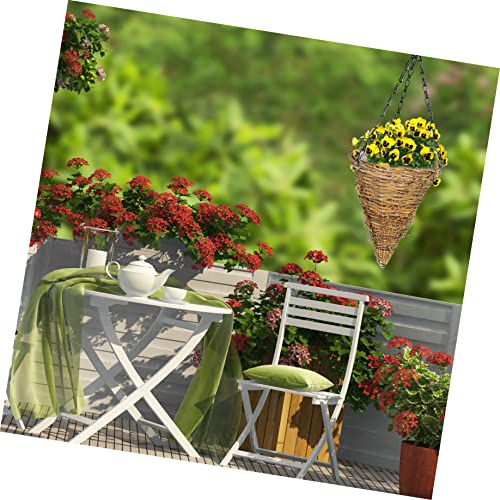 Housoutil 2Pcs Balcony Decor Natural Shaped Inch Garden Chlorophytum Container Accessories Rustic Rattan Black Holder Succulents Cover Cones Planter Flower Flowerpots Wall Pots Grower Woven #TOP3