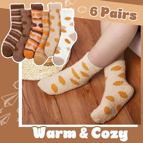 Image of Loritta 6 Pairs Womens Fuzzy Socks, Winter Warm Fluffy Slipper Socks