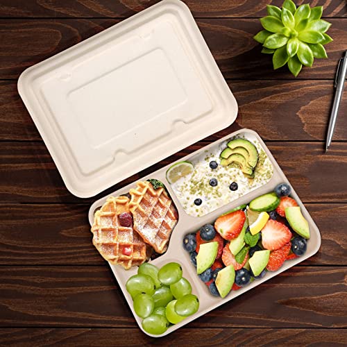 11"x8.7" Take Out Food Containers with Lids, 4 Compartment 25 Pack Disposable Takeout Box Leakproof and Microwave Safe for Food Servicing - Image 3