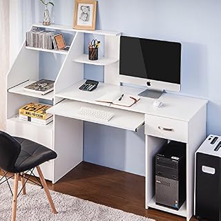 Merax Multi-Functions Computer Desk with Cabinet and and Keyboard Tray Office Home Furniture