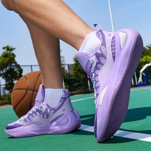 Youth Basketball Shoes - Boys Girls Lightweight Court Sneakers | AirWeave Mesh & HexaShock Cushion | Non-Slip Outdoor Sport Shoes for School League, Volleyball, Streetwear4