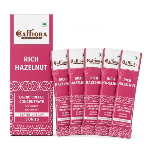 Caffiora Hazelnut Flavoured Instant Coffee Sachets | Liquid Coffee Concentrate | 5 x 20ml | Natural Hazelnut Aroma | Sugar Free | Hot & Cold