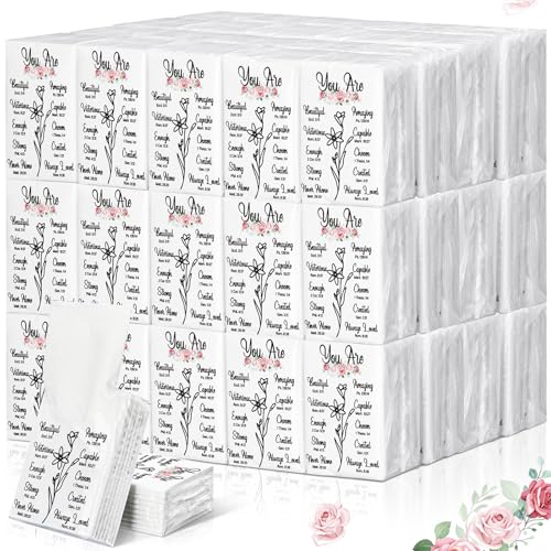 Image of Therwen 100 Pack Pocket Tissues Travel Bulk 1000 Sheet, Inspirational