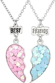2Pcs Puzzle Heart Necklace Best Friend Necklace Alloy Pendant Friendship Jewellery Gift For Girls Women Birthday Gift Couple's Gift