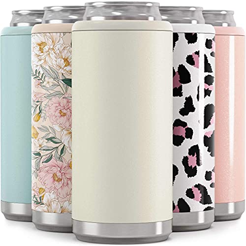 Maars Skinny Can Cooler for Slim Beer & Hard Seltzer | Stainless Steel 12oz Sleeve, Double Wall Vacuum Insulated Drink Holder - Matte Sandstone