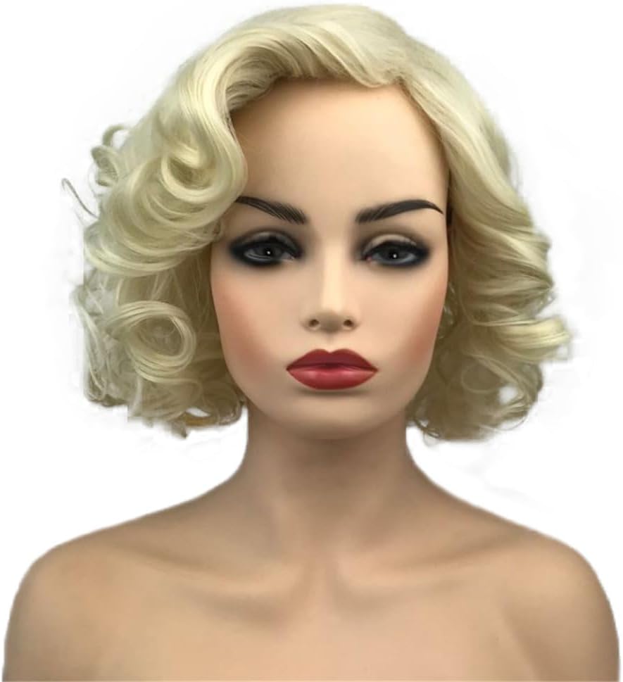 Women Short Curly Wig Synthetic Hair Cosplay Costume Halloween Party Daily Everyday Wear Wig Heat Resistant (613E)