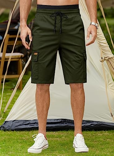 Jmierr Mens Casual Twill Cargo Shorts Cotton Drawstring Classic Cargo Stretch Short With 6 Pockets For Men thumb #2