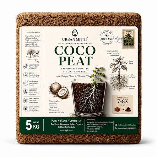 Image of Premium Cocopeat Block 5 Kg with Smart Moisture-Lock Technology | 100% Organic, Ultra-Low EC & pH Balanced. Ideal for Seed Germination, Potting Mix, and Indoor & Outdoor Gardening.