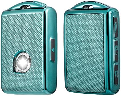 HIBEYO Funda para llavero de automóvil con textura de fibra de carbono de TPU, se adapta a Volvo XC90 XC60 XC40 S60 S90 V90 V60 Polestar 1 T5 T6