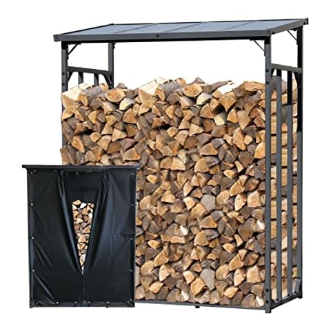 QUICK STAR Metall Kaminholzregal Anthrazit 143 x 70 x 185 cm Cover