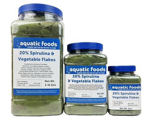 Aquatic Foods Inc. Premium Spirulina & Vegetable Flakes with 20% Spirulina for African Cichlids...
