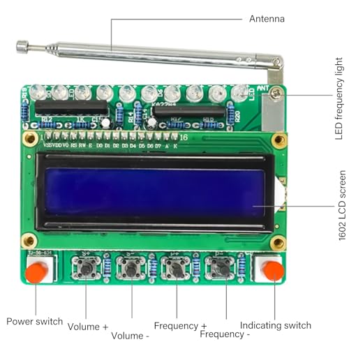 GOMETY FM Radio Kits, DIY Elektronik Lötprojekte Bausatz Digitalradio mit LCD Display FM 87-108 MHz Lötübungs Kit Drahtloser Empfänger DIY Löten zum Praxis Lernen und Lehren mit Transparent Schale