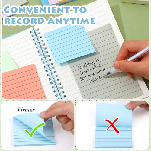 Image of Yexiya 64Pcs Lined Sticky Notes 4x6'' 3x3'' Self Stick Notepad Fresh Color
