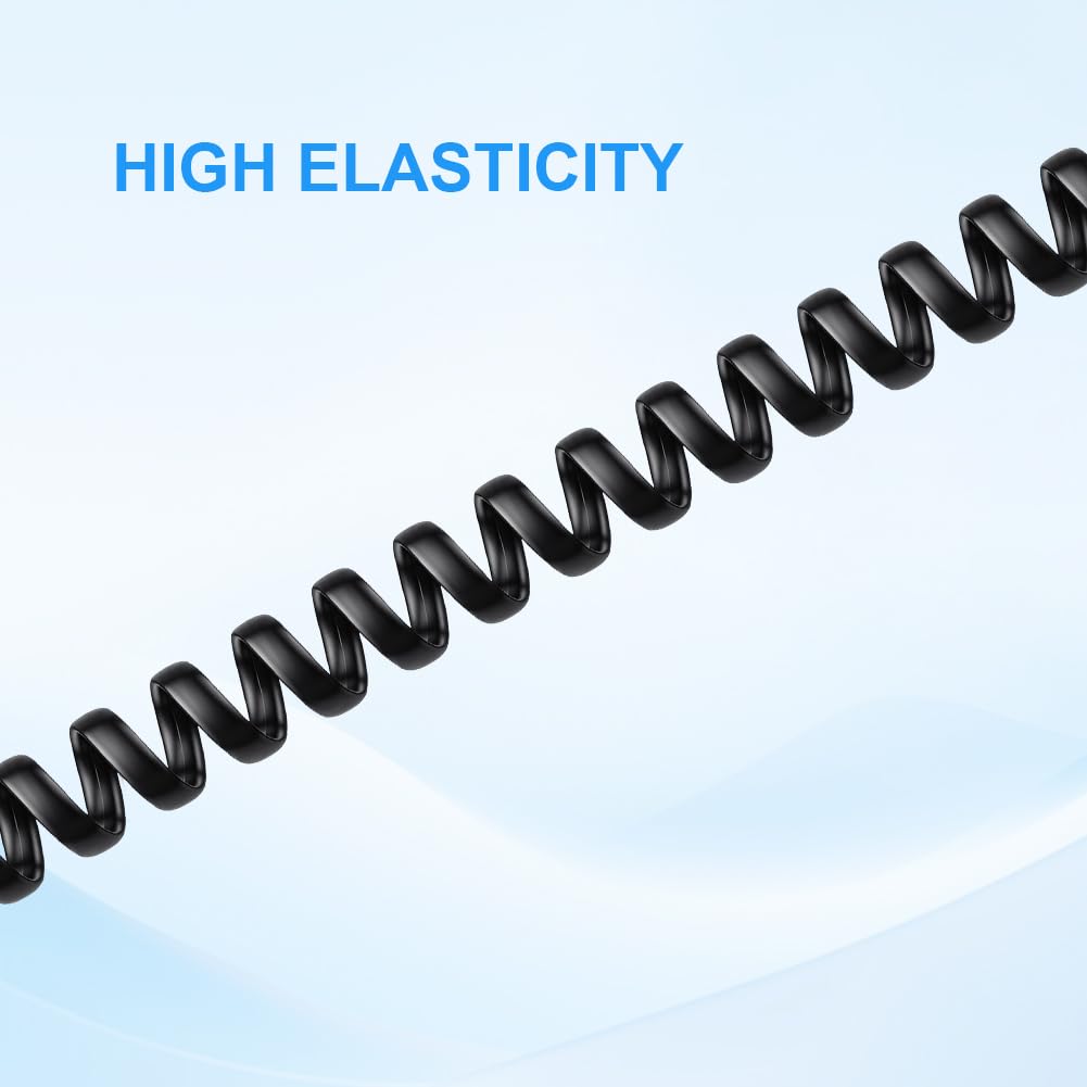 AOOSU Cable Telefónico en Espiral, 4 PCS Cable para Auricular Telefono, 4 Hilos 4P4C RJ10/RJ9/RJ22 Cable Telefónico 3 Metros, Adecuado para el Hogar y Oficina (Negro) — view 5