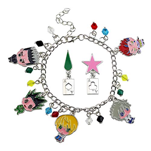 YiYuYiHua Bracelet Anime Cartoon Kurapika Hisoka Charm Bracelets And Earrings Accessories Cosplay Jewelry for Girls Boys 2-Piece (B231 E199)