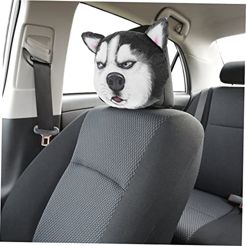 ULTECHNOVO Auto Nackenkissen für Kopfstütze Kleines Kissen mit Hundekopf Design Autositzkissen aus Polyester und Baumwolle für Fahrkomfort