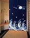 Dark Blue Peaceful Night Pattern Doorway Curtain Big Waves and Bright Moon Shinny Stars Japanese Style Noren Curtain by Lifeast
