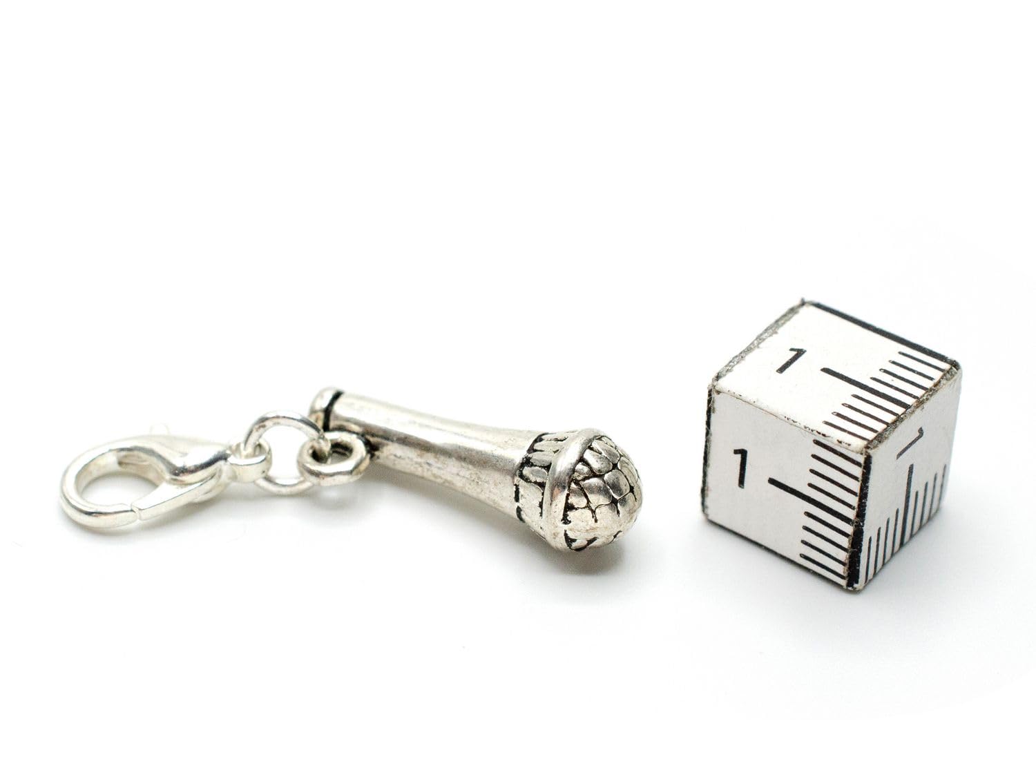 Miniblings Microphone Micro Singer Charm Pendant Zipper Pull Mic Silver, 22mm - Image 2