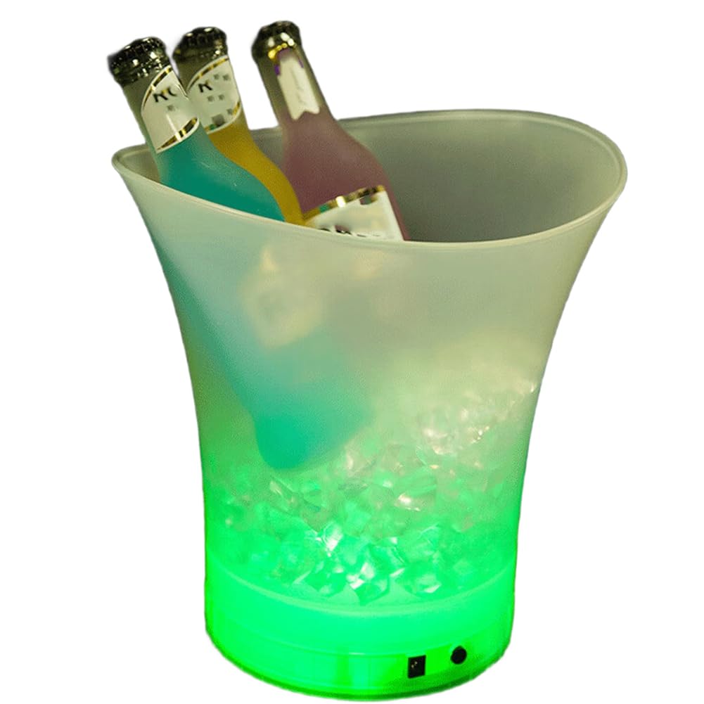UDSKNV[KSL Champagne Bucket,LED Light, Illuminated Ice Bucket, Waterproof Plastic LED Ice Bucket for Bar, Beer, Champagne Crate Green