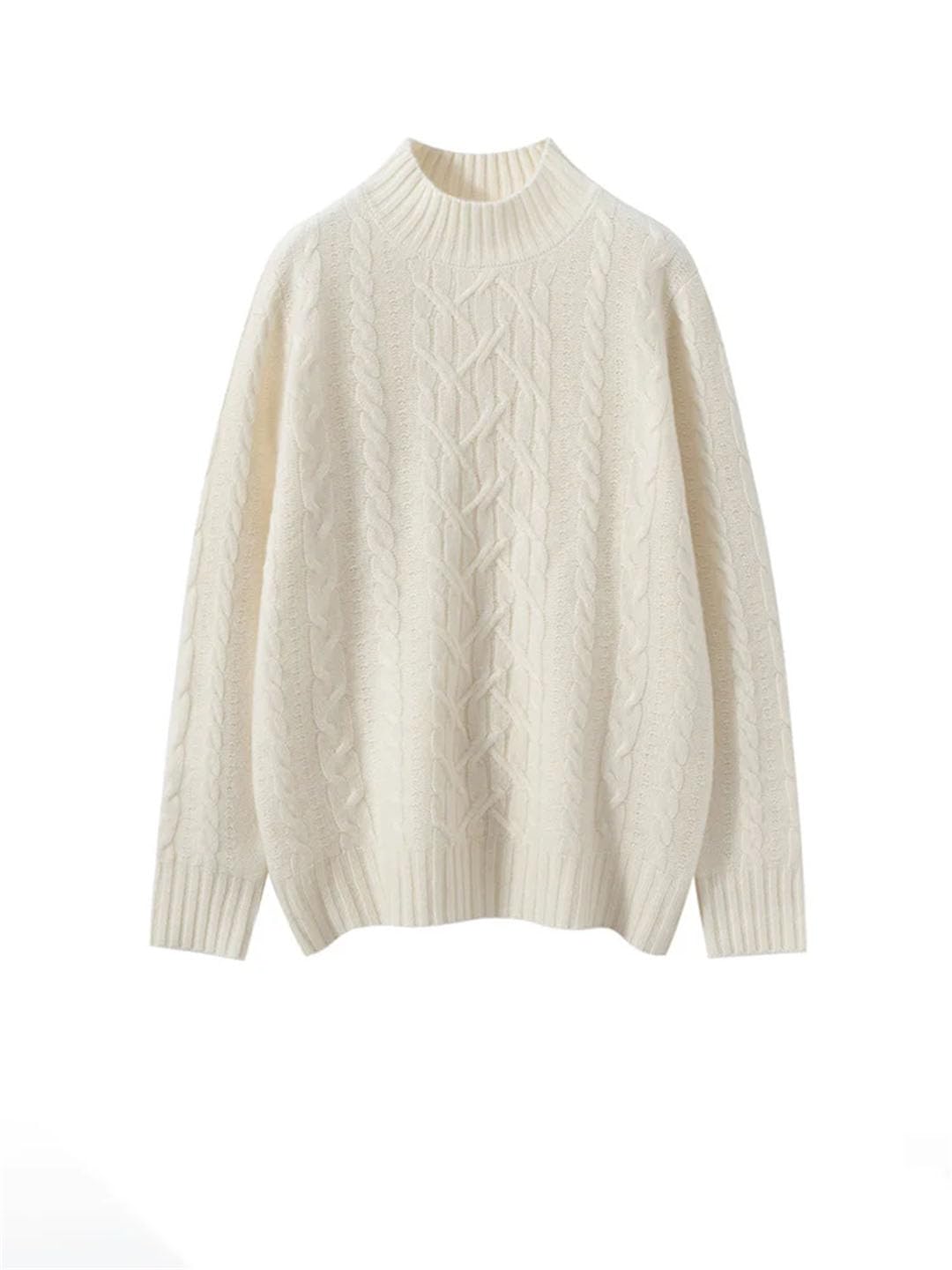 Maglione da donna in cashmere a maniche lunghe con collo a lupetto, lavorato a maglia, spesso, morbido e caldo
