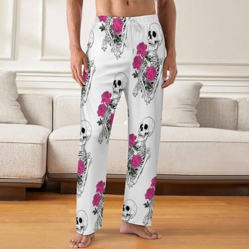 Skull Print Men's Pajama Pants Lightweight Casual Soft Lounge Pants Sleepwear with Drawstring Pockets2