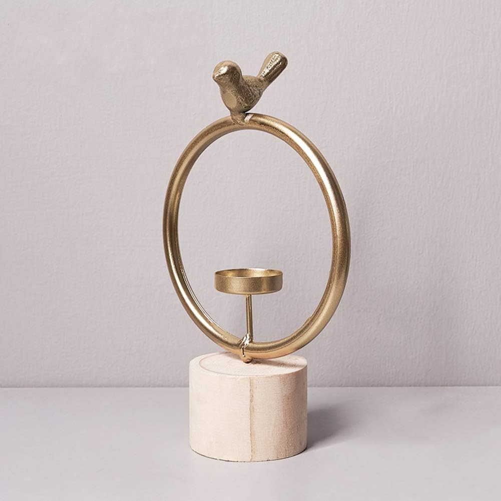 Round Metal Candle Candelabra Creative Romantic Candle Holder Decorative Candelabra Stand for Wedding Centerpiece Home Decoration-a L14.5xw4.5cmxh25cm