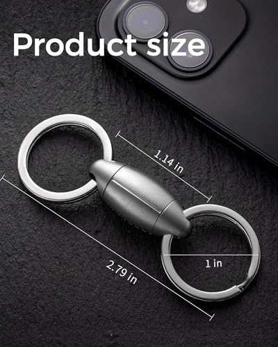 Image of FEGVE Titanium Quick Release Swivel Keychain, Pull Apart Detachable Keychain Heavy Duty Car Key Holder with Key Rings