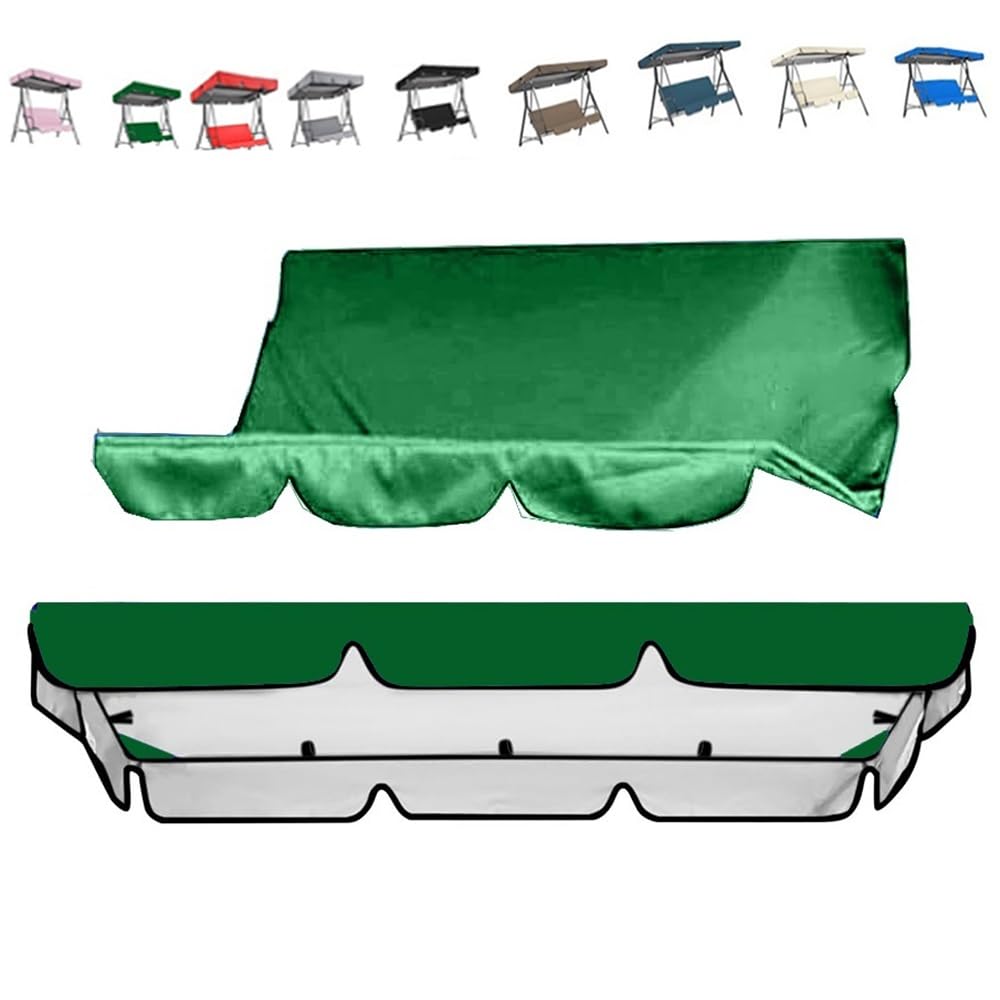 ZYXQQJ Patio Swing Canopy Cover Set 56x47in 65x45in 75x52in Replacement Canopy And Swing Cushion Cover 2 3 Seater Swing Canopy Replacement Cover(Green,164x114cm/65x45in)
