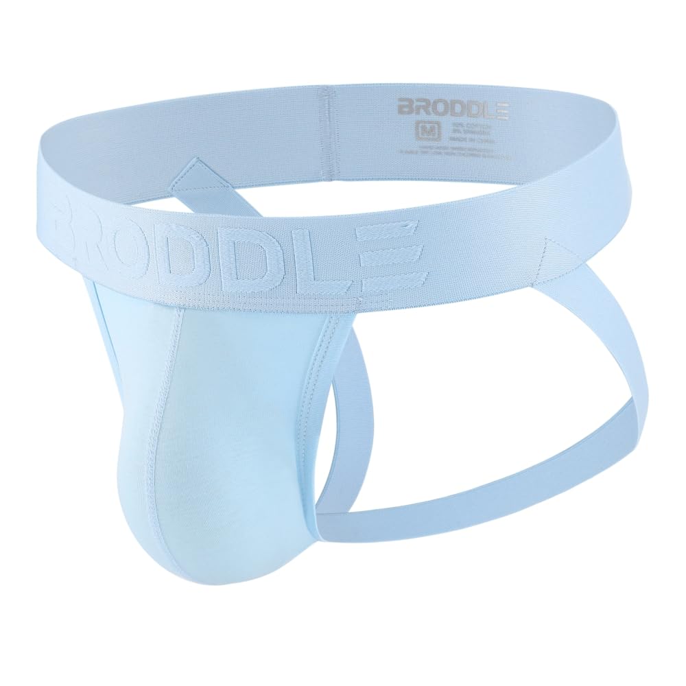 Broddle Men's Sky Blue Jockstrap Underwear Active Athletic Supporters Elastic Waistband Jock Straps