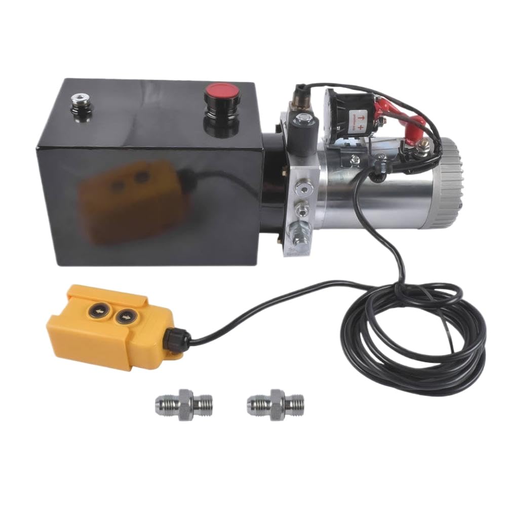 6 Quart Single Acting Hydraulic Power Unit Compatible with AP03 Dump Trailer 12V 3200 PSI Max