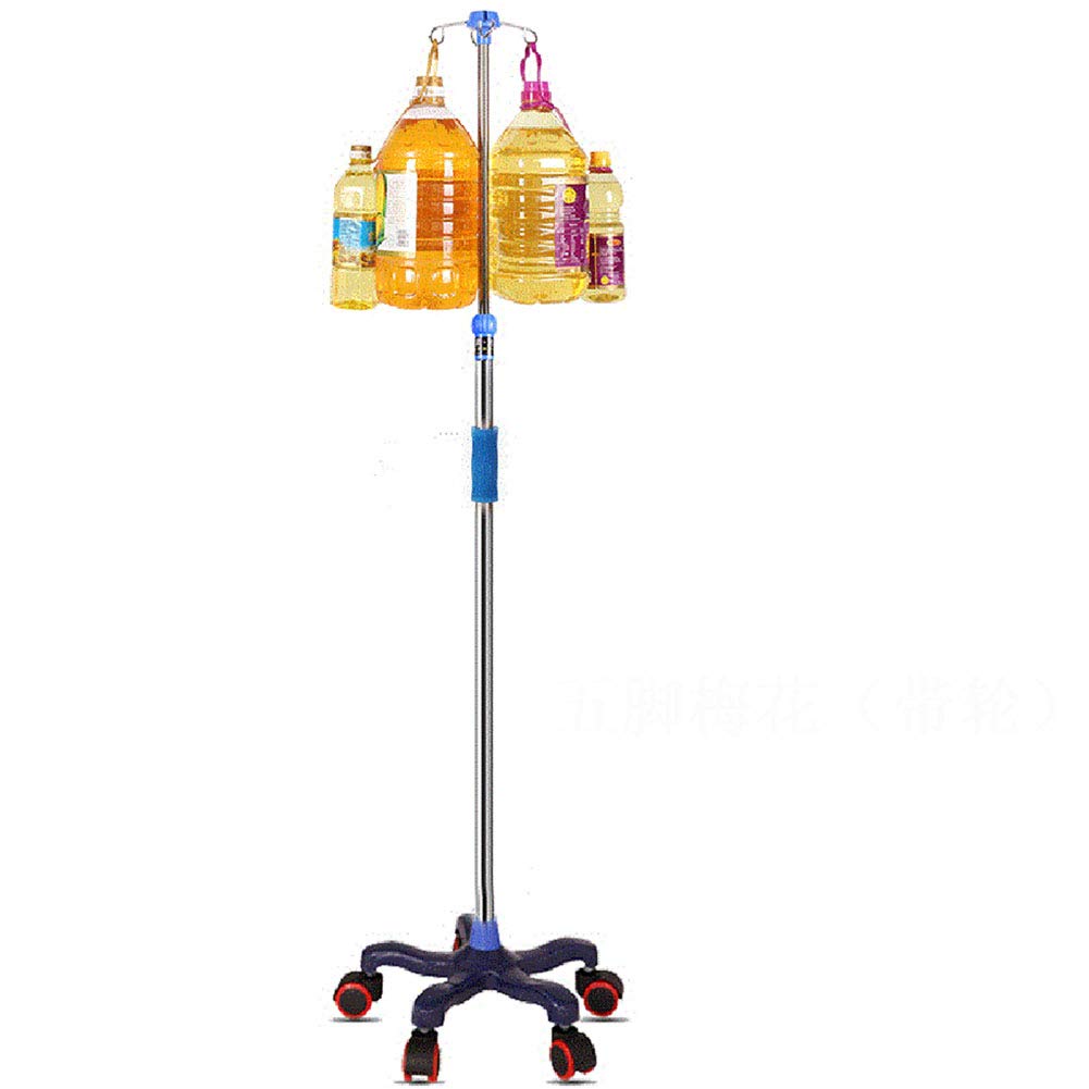 WJYLMPoteau IV supérieur amovible économique médical, support d'égouttement réglable en hauteur avec 5 roues, 4 crochets