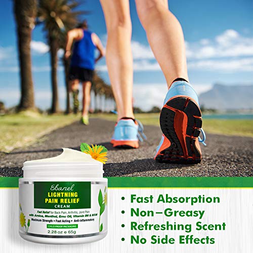 Ebanel Menthol Arnica Gel Pain Relief Cream with Hemp Oil, Emu Oil, MSM