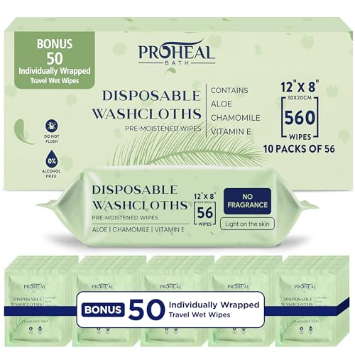 X Large Wet Wipes for Adults - Case of 10 Packs of 56 [560 Count] Disposable Incontinence Wipes, 12" x 8" Body Wipes for Elderly – BONUS 50 Individually Wrapped Shower Wipes