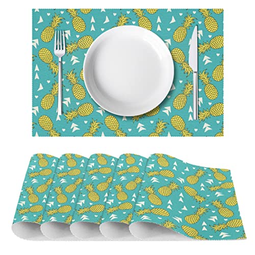 Set de table ananas bleu sarcelle résistant chaleur 30x45cm - 3