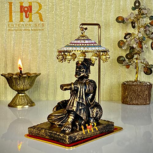 Image of HR Enterprises(SM 201 A.Gold Chhatrapati Shivaji Maharaj Statue with Umbrella,Idol with Umbrella,Shivaji Maharaj Murti for Home Decor, Office Decor,Gifting, car Decor, showpieces in Home.