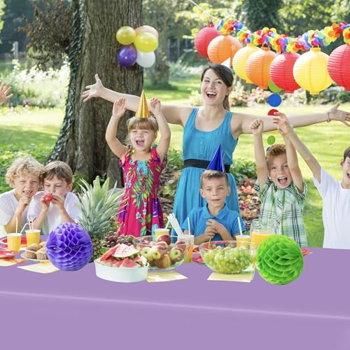 Image of QZYL 12 PCS Lavender Plastic Tablecloths, 54 in x 108 in Dinner Table Cloths, Rectangle Table Cover for Birthday Party Family Gathering Wedding
