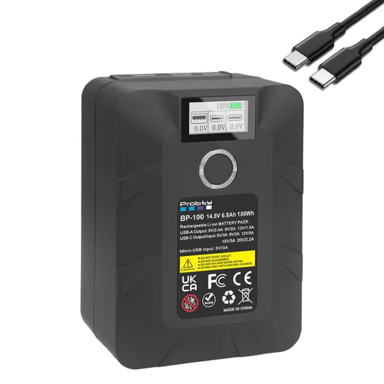 V Mount Battery 100W with V-Lock lithium battery With USB and Type-C USB Port