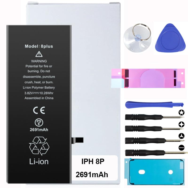 Batterie iPhone 8 Plus kit de remplacement complet avec outils magnétiques et adhésifs