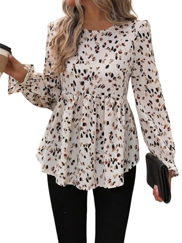 Chemisier en mousseline de soie femme top fluide manches longues col rond tendance
