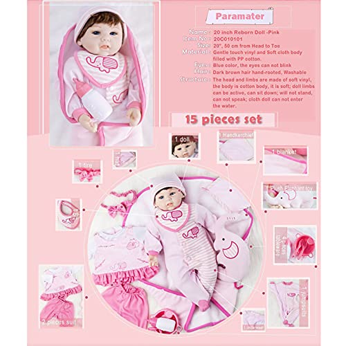 Hengqiyuan 50cm 20Zoll Reborn Babypuppe wie Echtes Baby Weiche Silikon Vinyl echt Babypuppen Lebensechte Puppe… – Bild 8
